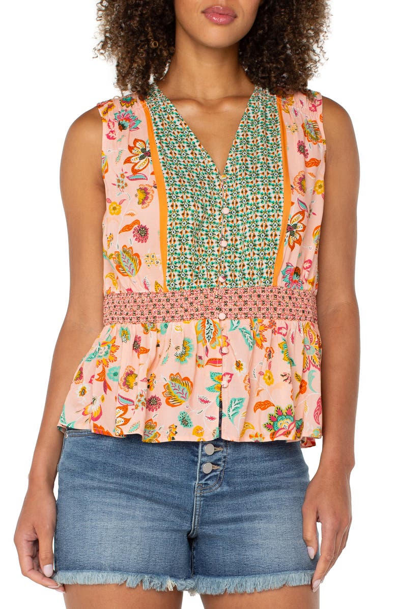 Liverpool Los Angeles Smocked Waist Tank, Main, color, 