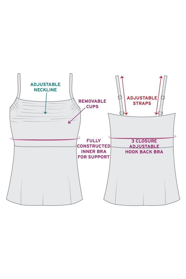 Terri Adjustable Neckline Tankini Swimsuit Top, Alternate, color, Boho Classic