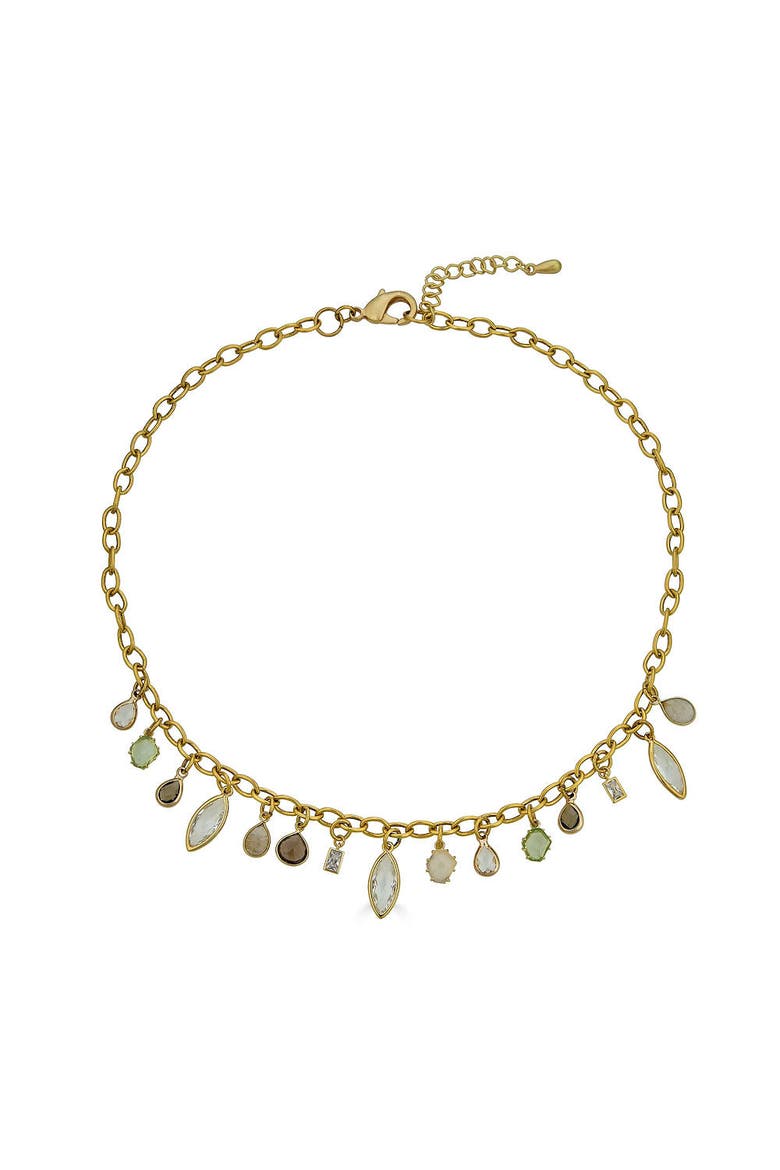 Single Strand Gemstone Charm Necklace, Main, color, Gold