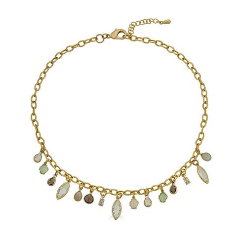 Single Strand Gemstone Charm Necklace