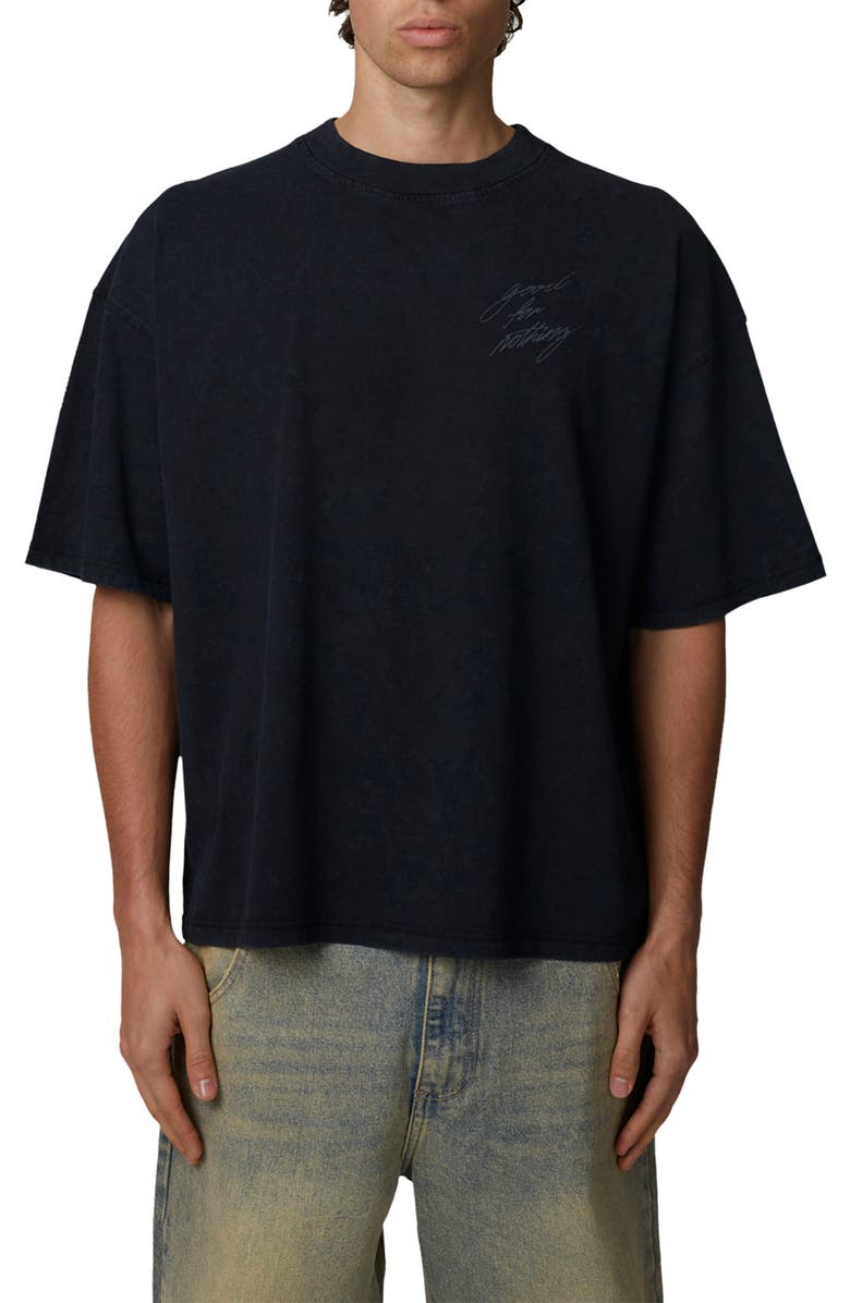Good For Nothing Boxy-Fit Silhouette T-Shirt, Main, color, Black