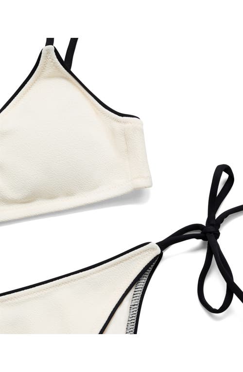 Mango Contrast Side Tie Bikini Bottoms In White