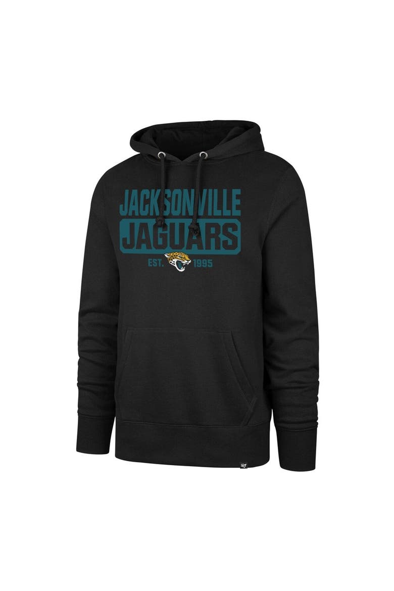 Men's '47 Black Jacksonville Jaguars Box Out Headline Pullover Hoodie, Main, color, Black