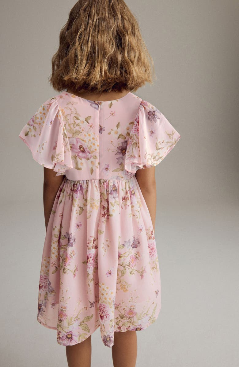 NEXT Kids' Floral Embellished Flutter Sleeve Dress, Alternate, color, 