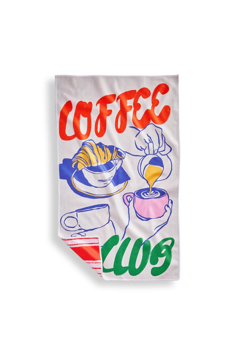 Super Absorbent Kitchen Towel Coffee Club Multi Color Dishtowel 18 x 30 in, Main, color, Multicolored