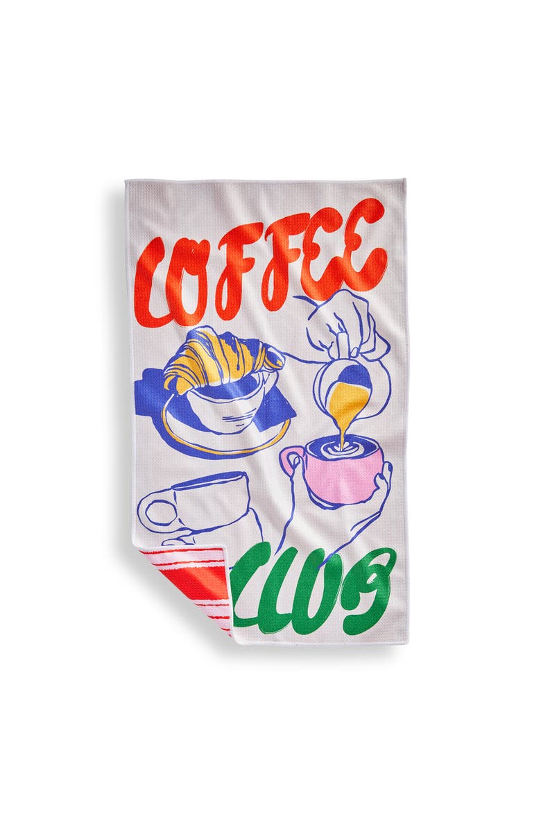 tag Super Absorbent Kitchen Towel Coffee Club Multi Color Dishtowel 18 x 30 in, Main, color, Multicolored