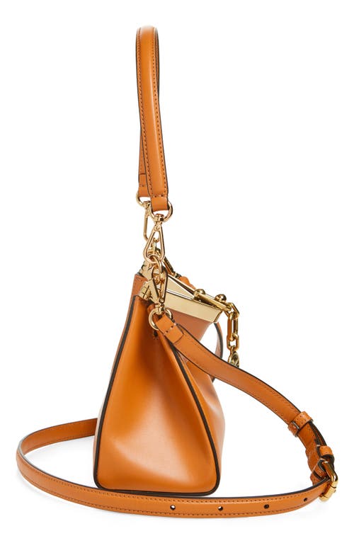Etro Large Vela Leather Shoulder Bag In Arancione
