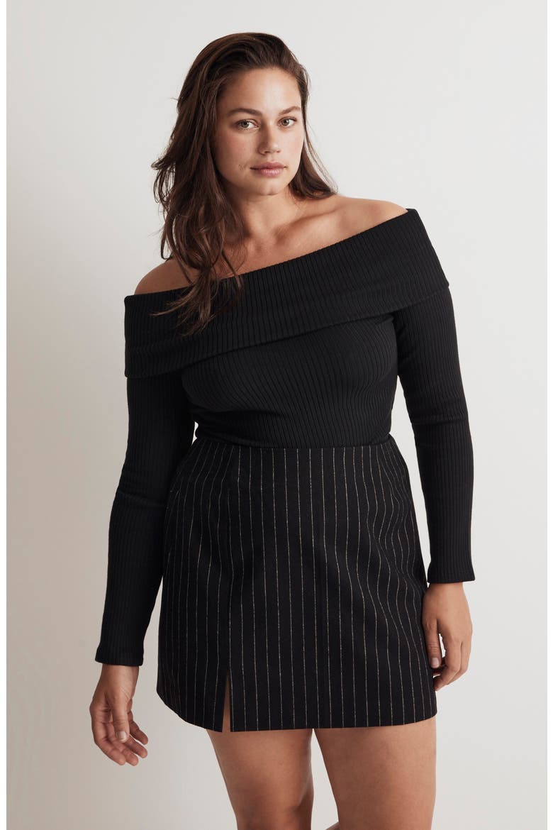 Wool Blend Miniskirt, Alternate, color, ALMOST BLACK