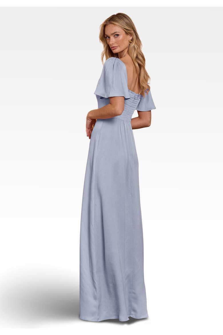 Clemmie Satin Bridesmaid Dress, Alternate, color, Duck Egg