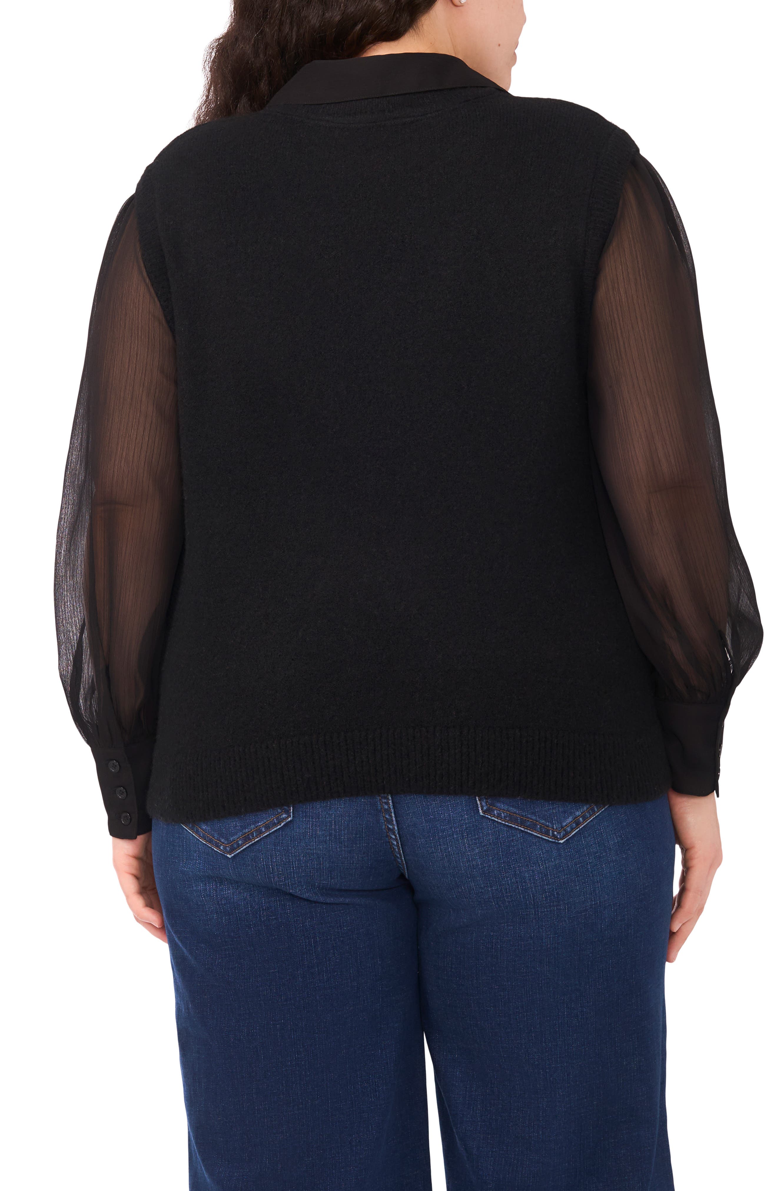 Mixed Media Long Sleeve Sweater - image 2