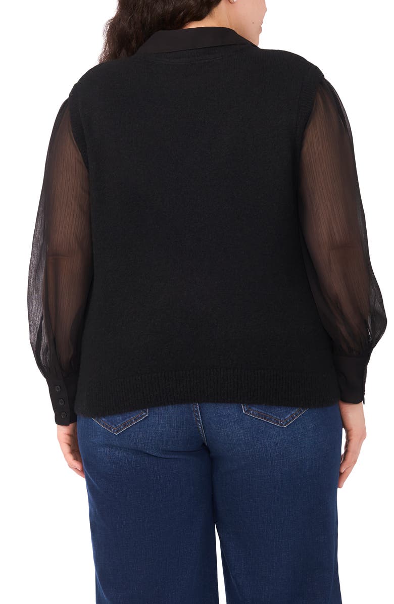 Halogen<sup>®</sup> Mixed Media Long Sleeve Sweater, Alternate, color, Rich Black