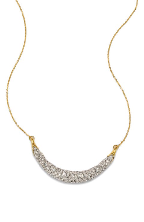 Solanales Crystal Crescent Bar Pendant Necklace