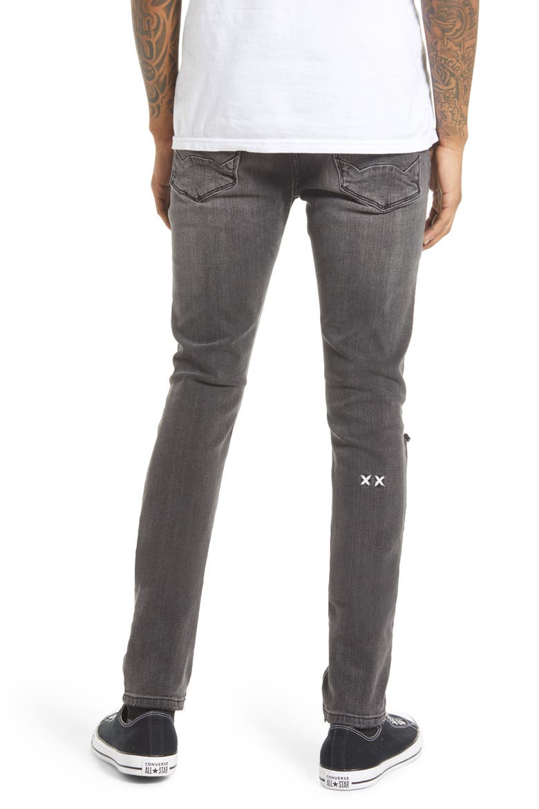 Punk Men's Distressed Super Skinny Jeans, Alternate, color, FLINT
