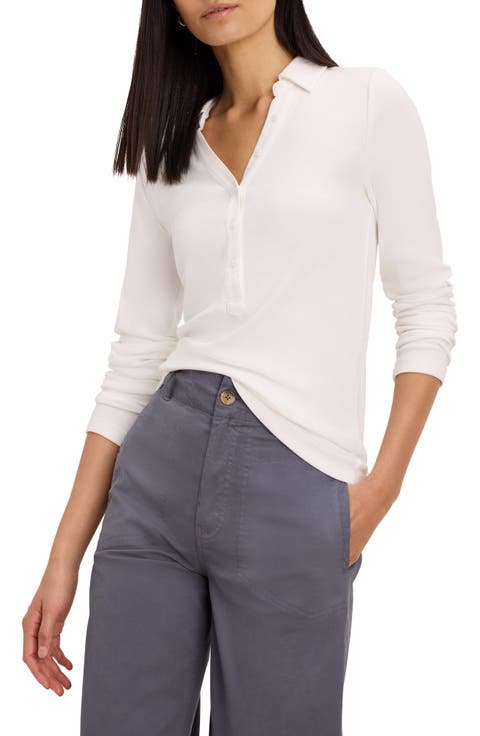 Perfect Rib Knit Long Sleeve Polo
