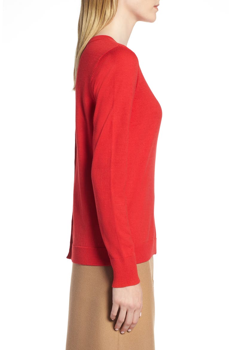 Button Back Sweater, Alternate, color, RED CHINOISE