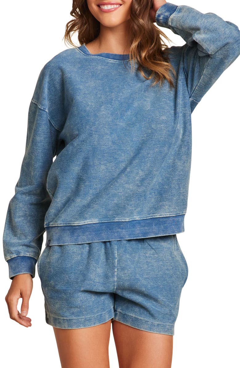 Barefoot Dreams<sup>®</sup> Denim Look French Terry Sweatshirt, Main, color, 