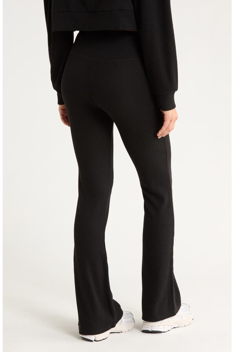 Ribbed Flare Leggings, Alternate, color, BLACK