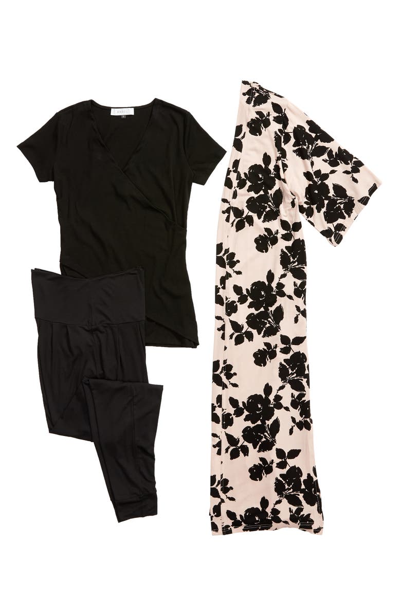 Angel Maternity Maternity/Nursing Pajamas & Robe Set, Alternate, color, 