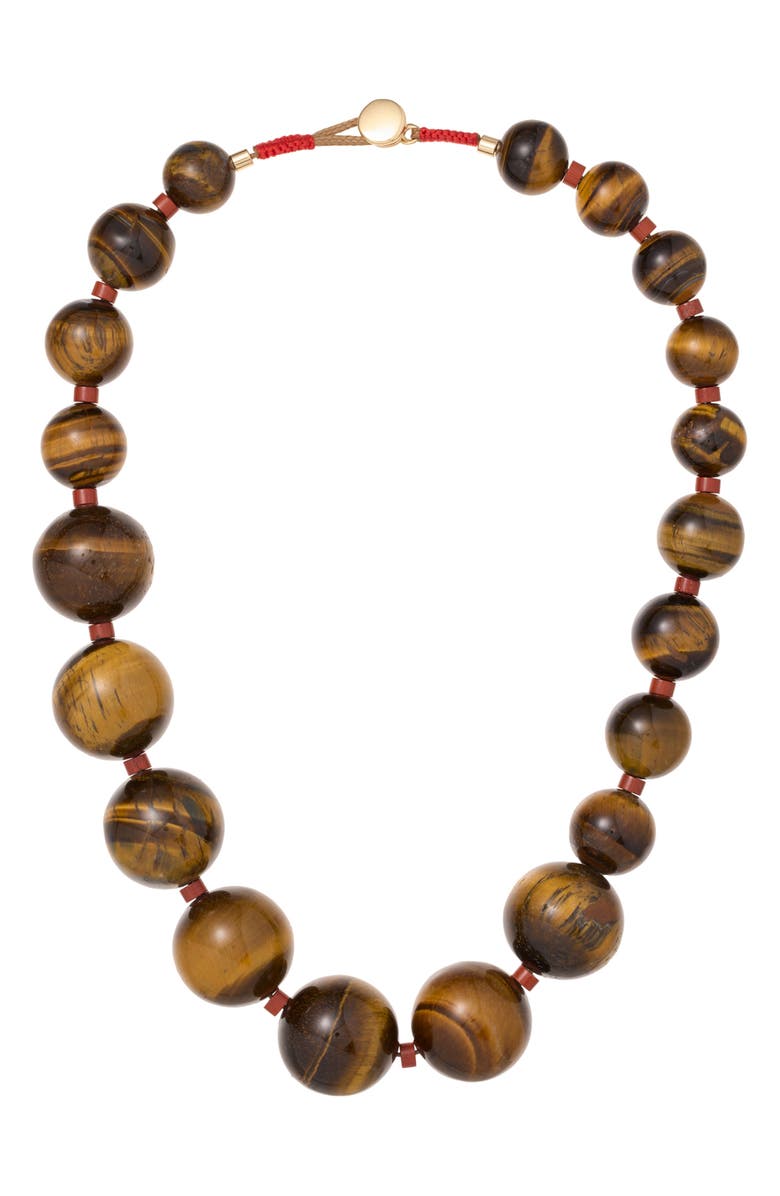 ROXANNE ASSOULIN The Very Big Bead Stone Necklace, Main, color, Tigers Eye/ Lapis