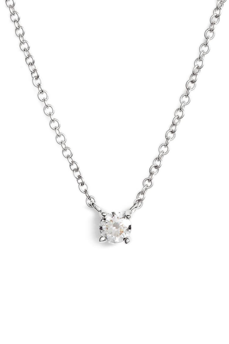 Petite Liora Diamond Solitaire Pendant Necklace, Main, color, WHITE