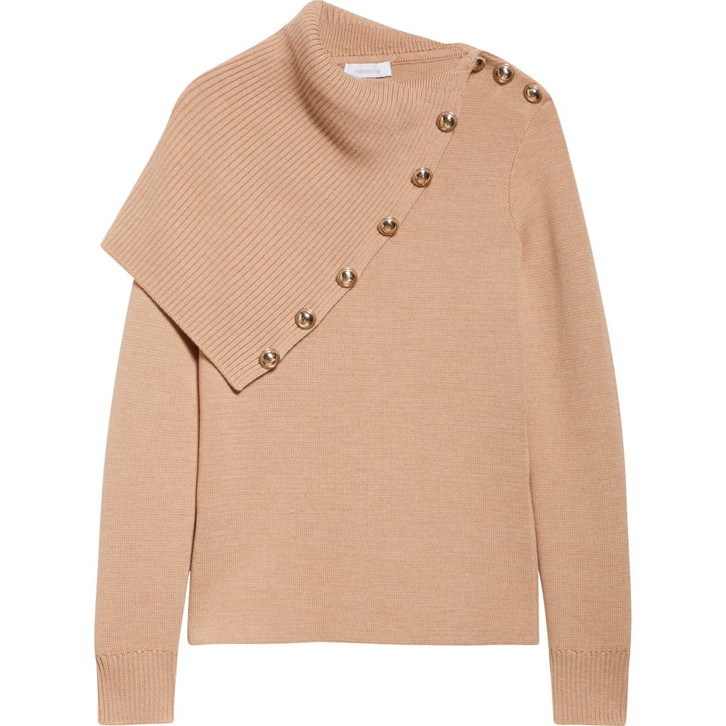 Rabanne Drape Shoulder Merino Wool Sweater