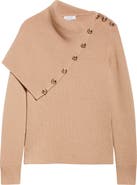 Rabanne Drape Shoulder Merino Wool Sweater