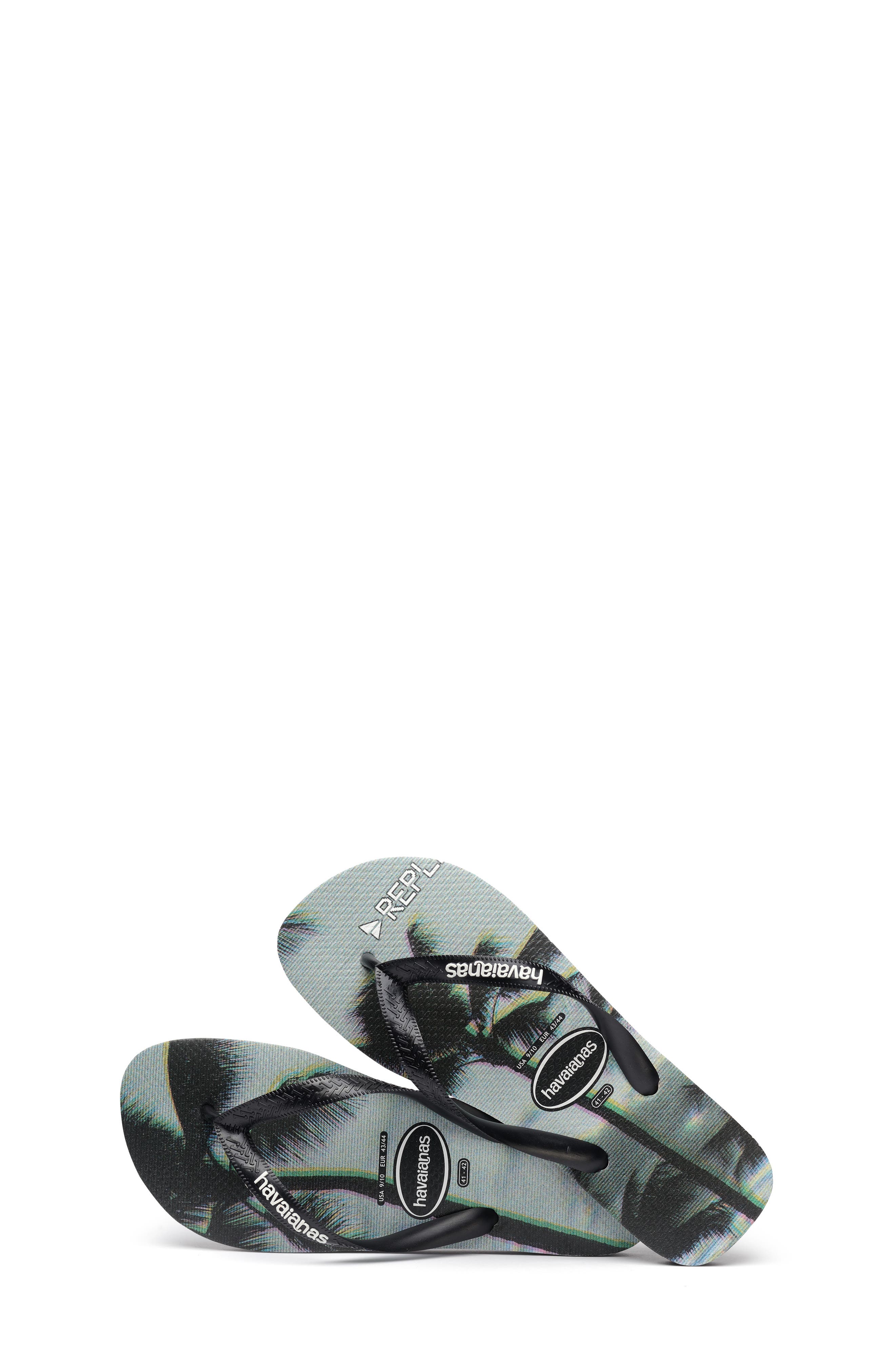 Top Photo Print Flip Flop, Alternate, color, BLACK/ BLACK/ STEEL GREY