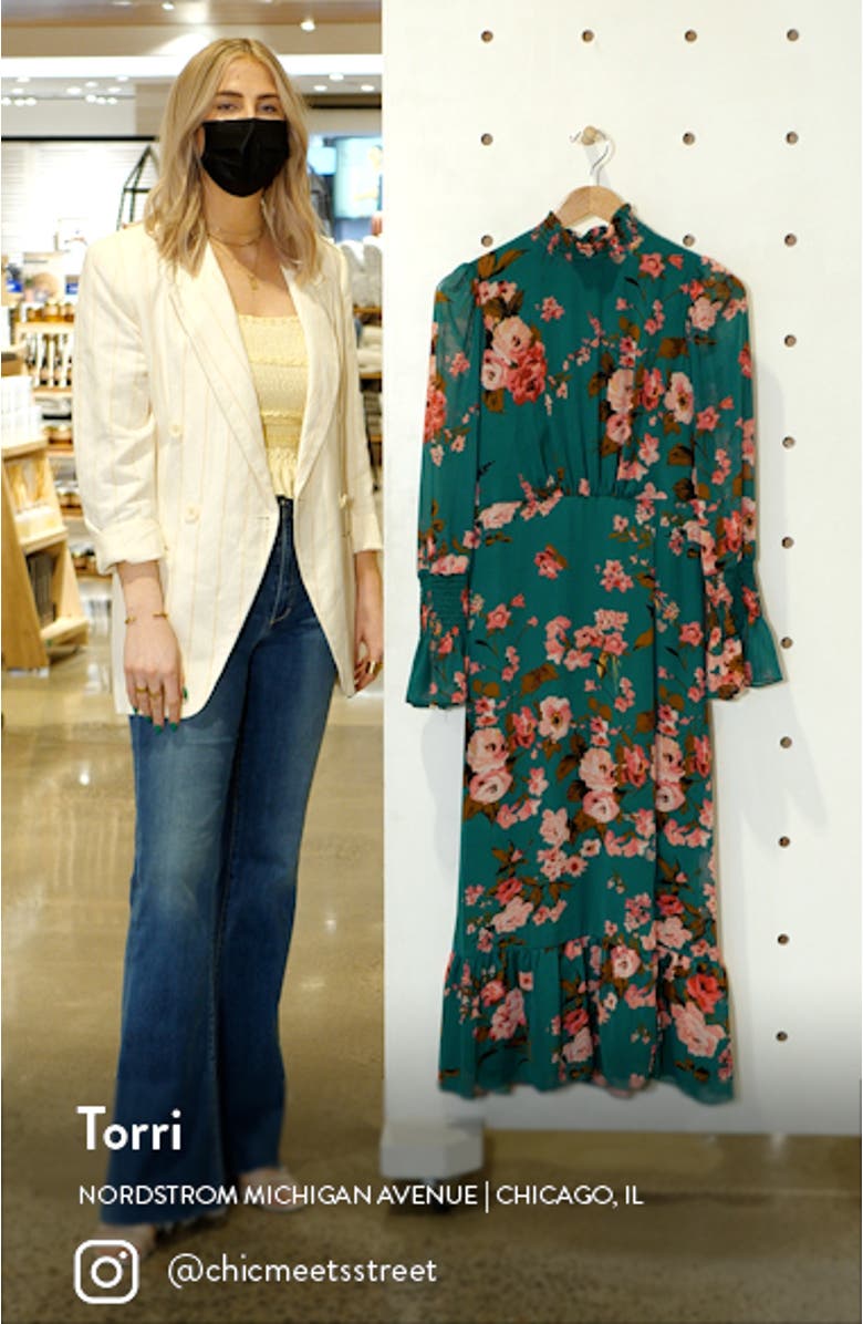 Floral Ruffle Long Sleeve Dress, sales video thumbnail