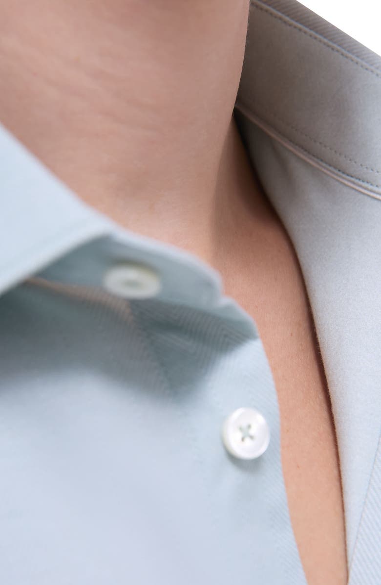 Bugatchi Myron OoohCotton<sup>®</sup> Short Sleeve Herringbone Button-Up Shirt, Alternate, color, Mint