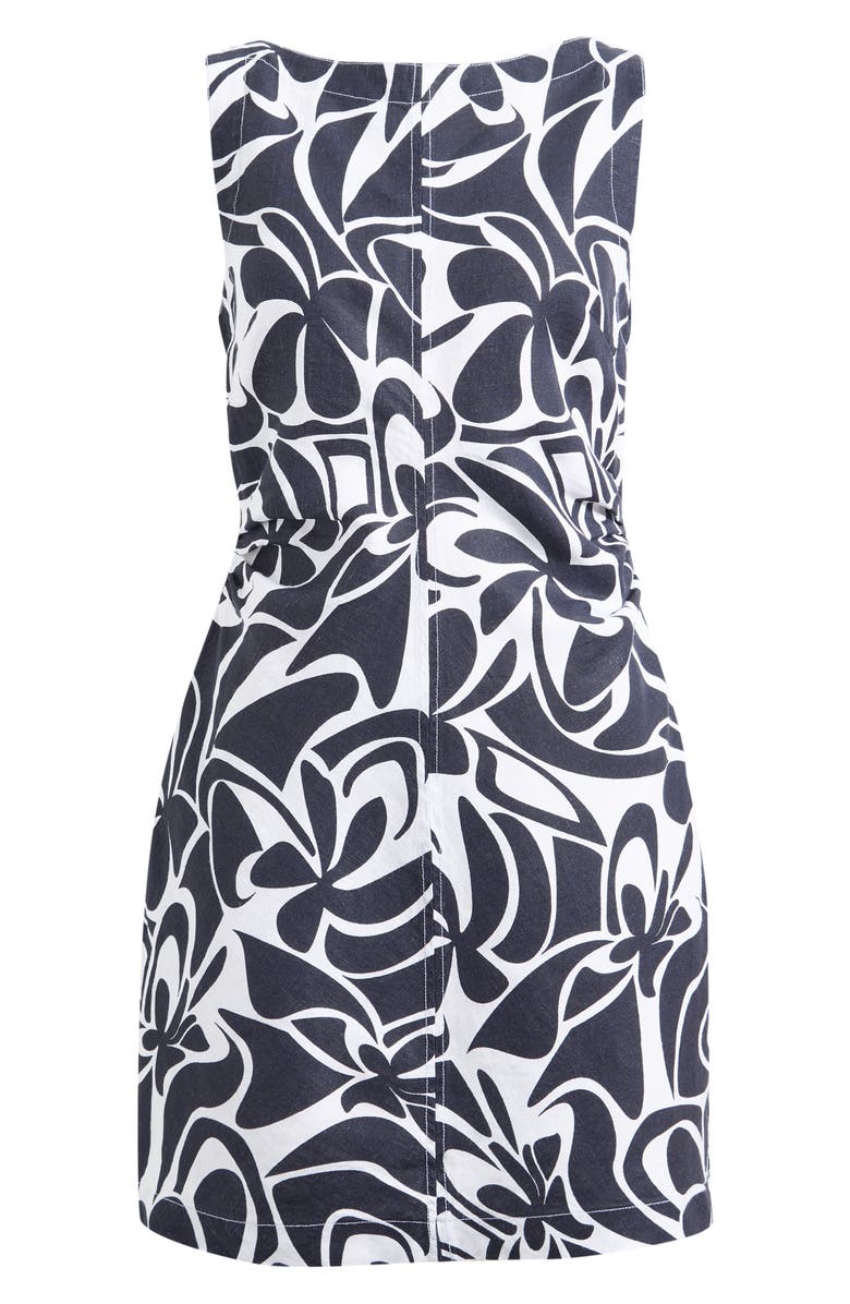 Madewell Boat Neck Shirred Linen Minidress, Main, color, White