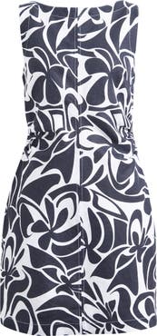 Madewell Boat Neck Shirred Linen Minidress