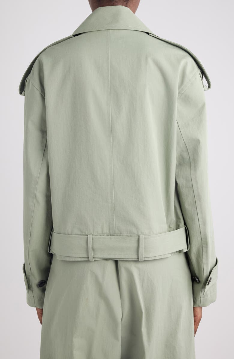 Dries Van Noten Washed Cotton Poplin Moto Jacket, Alternate, color, Pistache