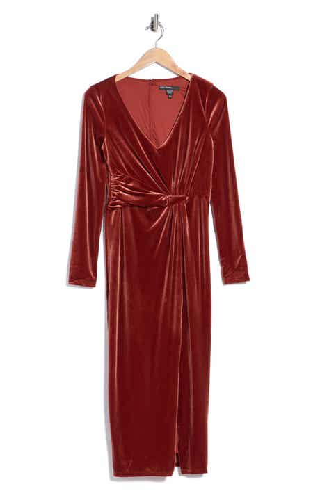 Long Sleeve Velvet Midi Dress