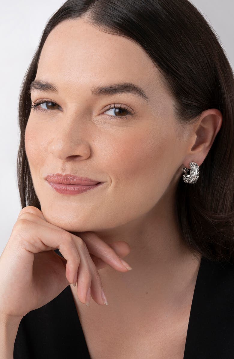 LAGOS Caviar<sup>™</sup> Sterling Silver Hoop Earrings, Alternate, color, Sterling Silver