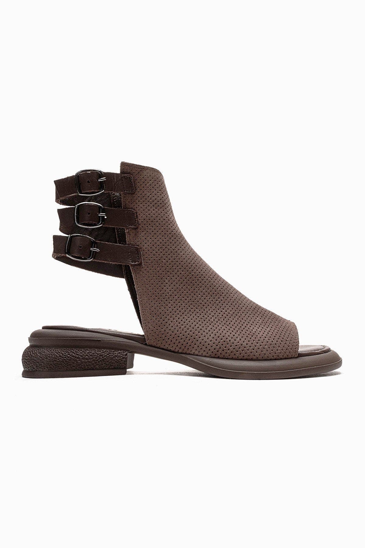 Forever & Always Shoes Carina Leather Side Zip Sandal, Alternate, color, Mink Suede