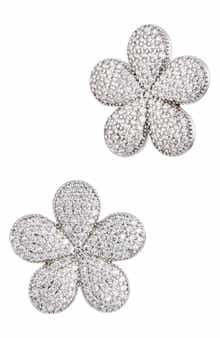 Pavéd Flower Stud Earrings