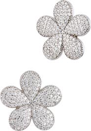 SAVVY CIE JEWELS Pavéd Flower Stud Earrings