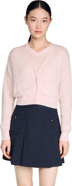 SANDRO Cropped cashmere wool cardigan