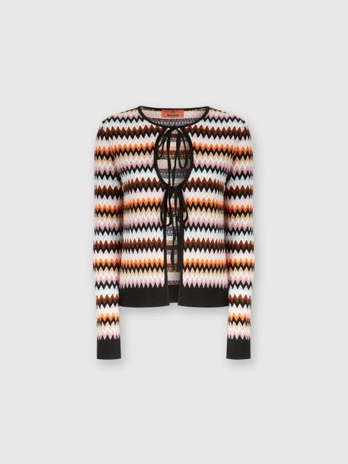 Missoni Striped Wool Knit Self-tie Cardigan In Multicoloured