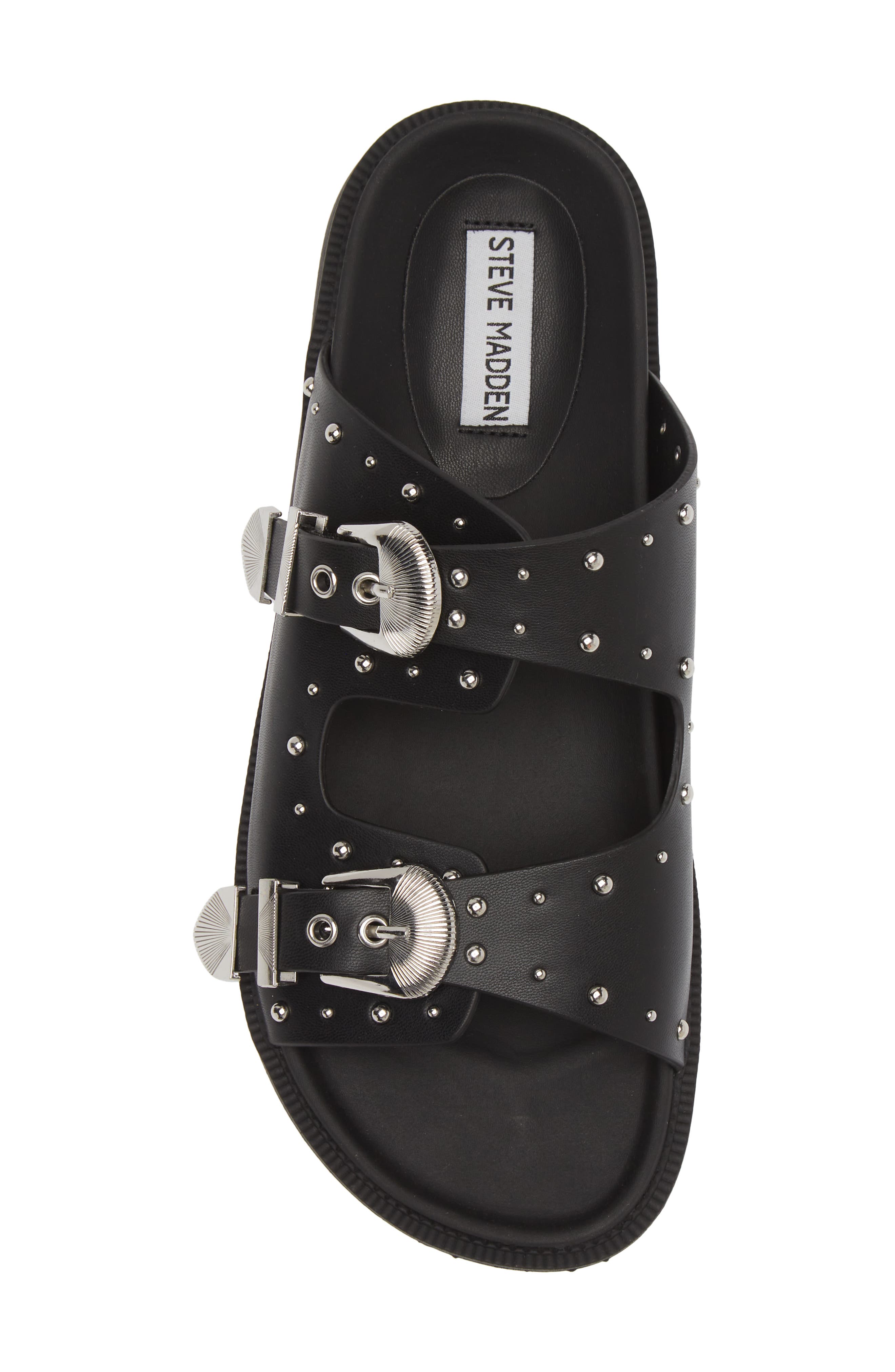 Steve Madden Connely Buckle Slide Sandal, Alternate, color, Black