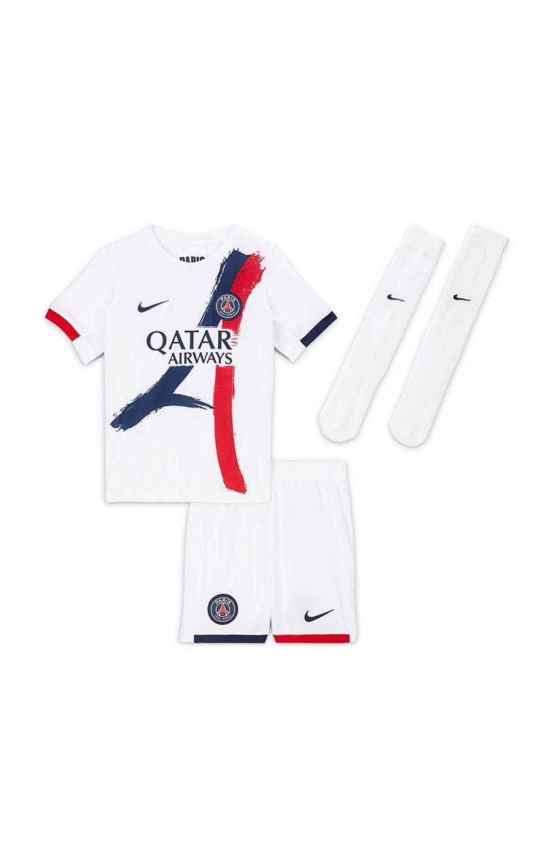Nike Preschool Nike Paris Saint-Germain 2024/25 Away Little Kids Kit Set, Main, color, White
