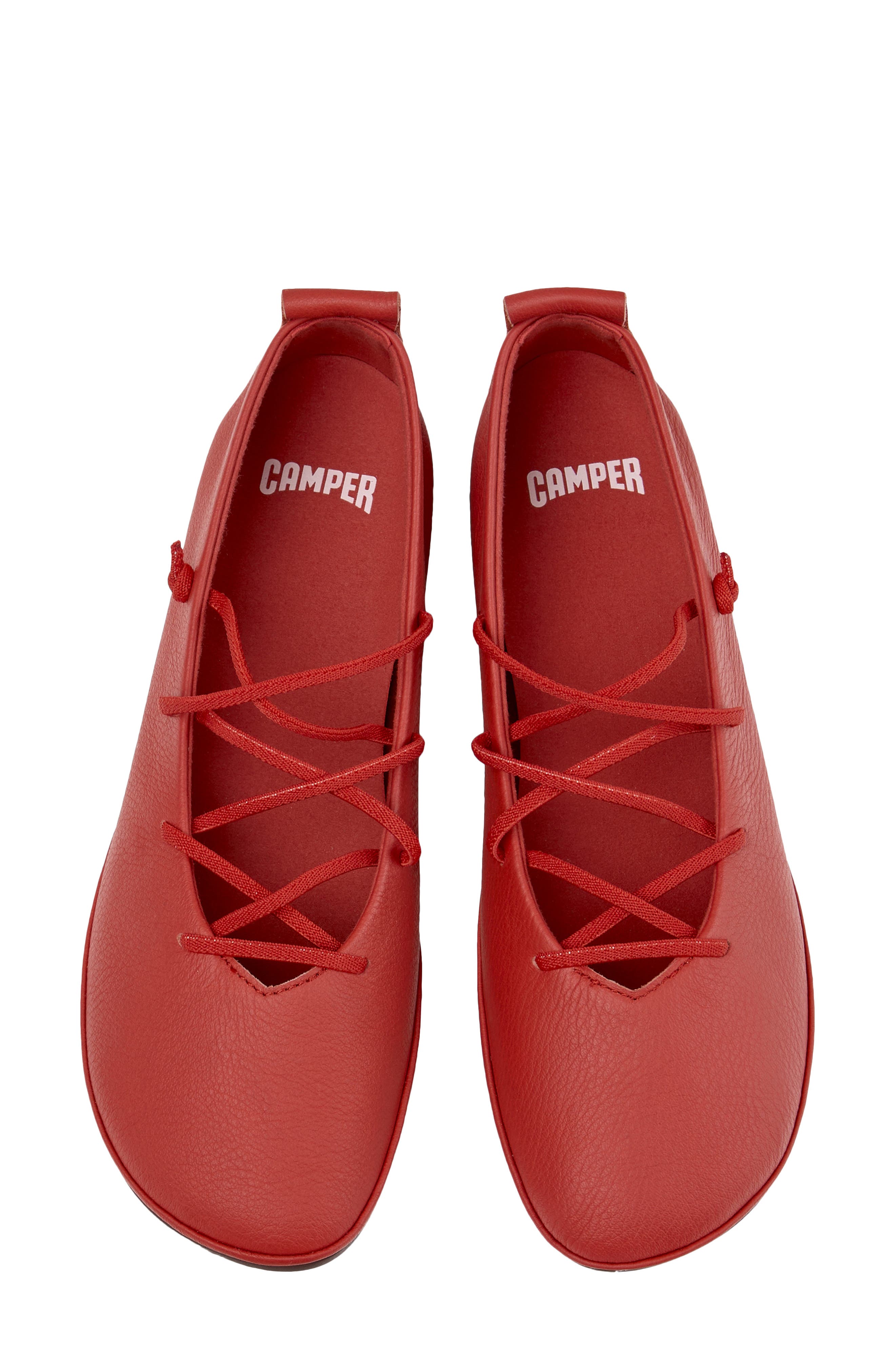 Camper Right Nina Ballerina Flat, Alternate, color, Medium Red