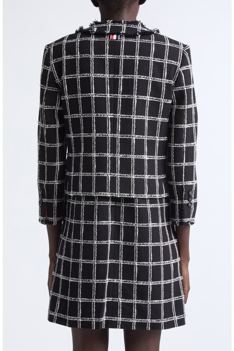 Windowpane Check V-Neck Cardigan Jacket, Alternate, color, BLACK