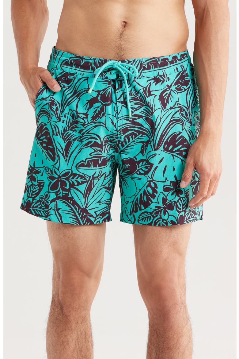 Flower Pool Swim Trunks, Main, color, AQUALINE