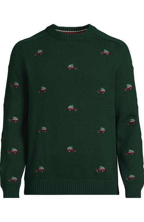 Lands' End Classic Cotton Drifter Signal Flags Crew Neck Sweater In Green