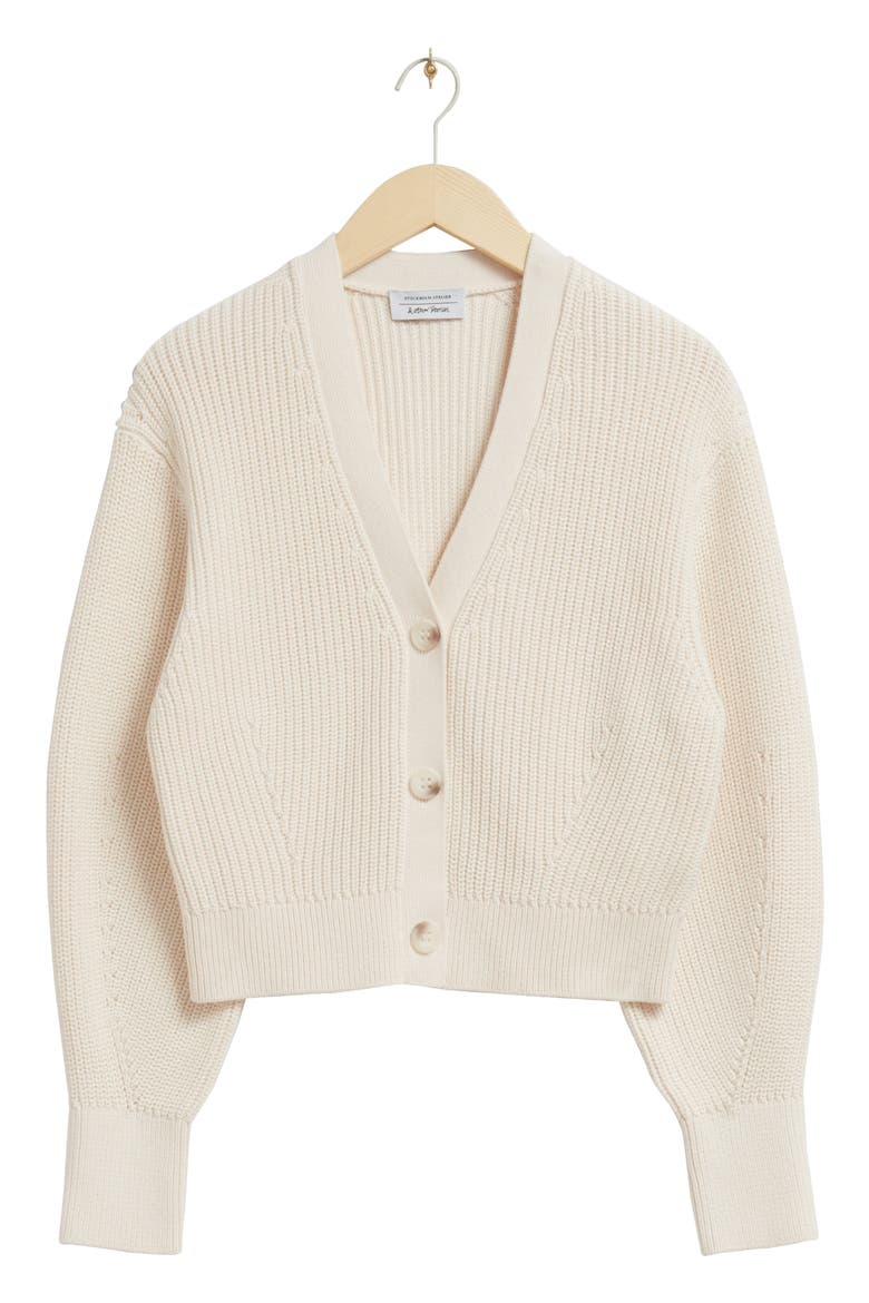 Button-Up Cotton Cardigan, Alternate, color, OFFWHITE