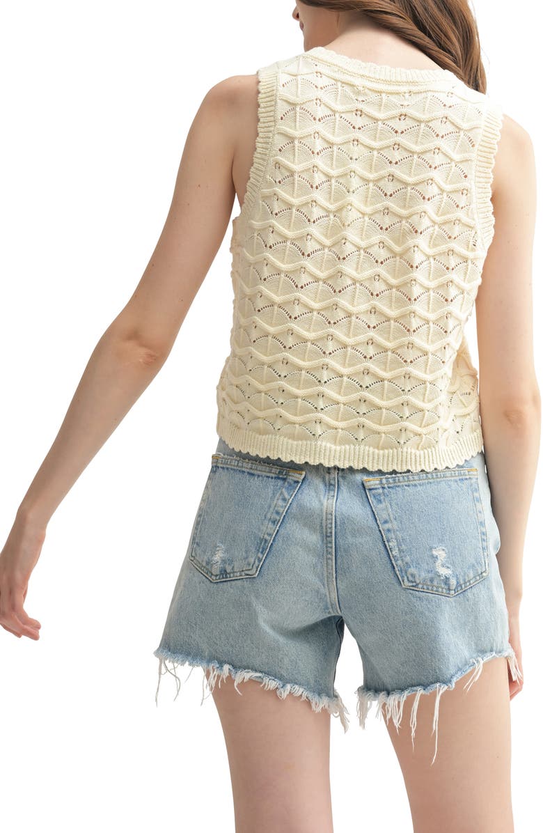 All in Favor Mixed Cotton Blend Pointelle Sweater Vest, Alternate, color, Butter Yellow