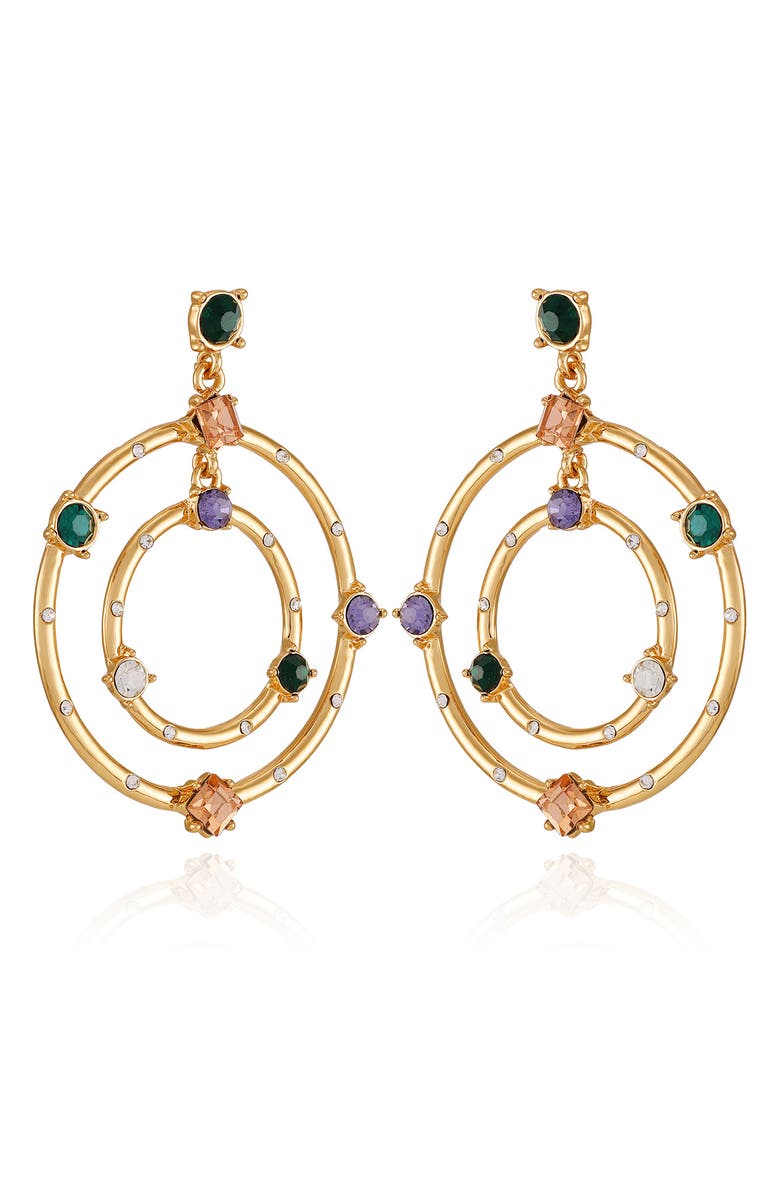 Vince Camuto Crystal Circular Drop Earrings, Alternate, color, Goldtone Multi