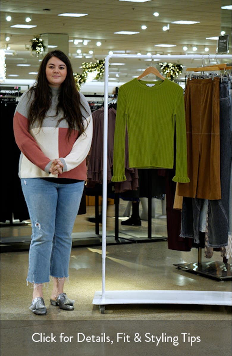 Yara Ruffle Cuff Rib Crewneck Sweater, sales video thumbnail