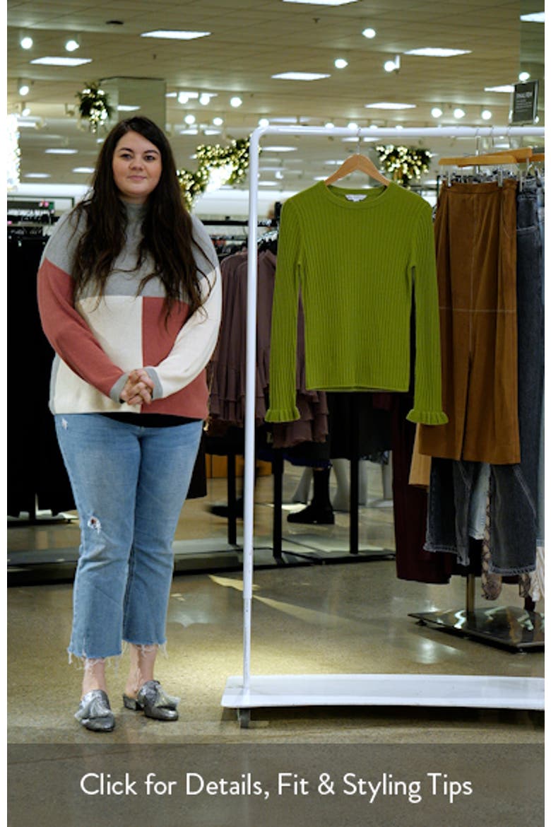 Yara Ruffle Cuff Rib Crewneck Sweater video